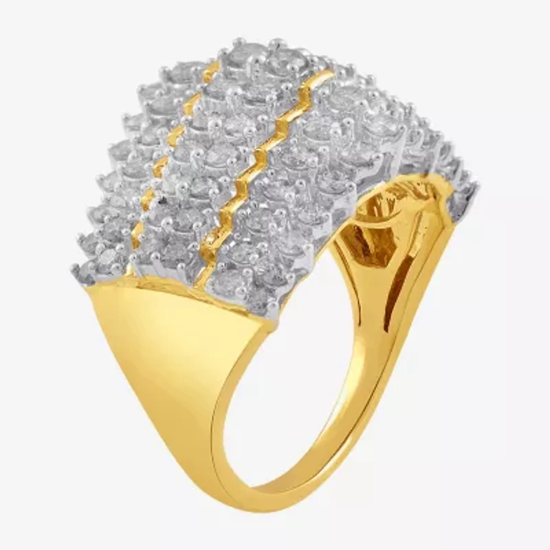 Womens CT. T.W. Lab Grown White Diamond 10K Gold Cocktail Ring