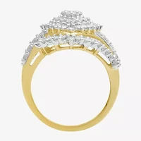 Womens CT. T.W. Lab Grown White Diamond 10K Gold Cluster Cocktail Ring
