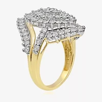 Womens CT. T.W. Lab Grown White Diamond 10K Gold Cluster Cocktail Ring