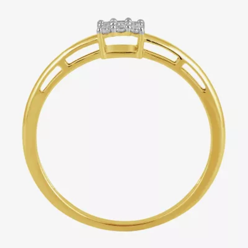 (I / I2) Womens 1/10 CT. T.W. Lab Grown White Diamond 10K Gold Engagement Ring