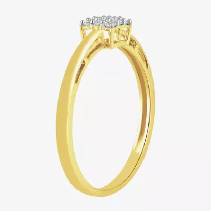 (I / I2) Womens 1/10 CT. T.W. Lab Grown White Diamond 10K Gold Engagement Ring