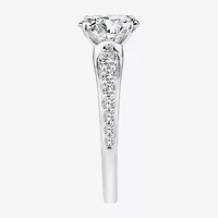 (F / Vs2) Womens 2 CT. T.W. Lab Grown White Diamond 10K Gold Oval Side Stone Engagement Ring