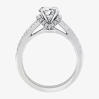 (F / Vs2) Womens 1 1/4 CT. T.W. Lab Grown White Diamond 10K Gold Round Side Stone Halo Engagement Ring