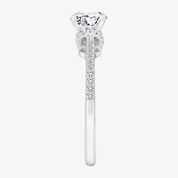(F / Vs2) Womens 1 1/4 CT. T.W. Lab Grown White Diamond 10K Gold Round Side Stone Halo Engagement Ring