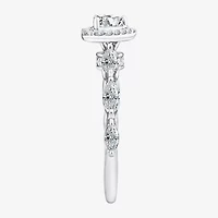 (F / Vs2) Womens 1 CT. T.W. Lab Grown White Diamond 10K Gold Heart Side Stone Halo Engagement Ring