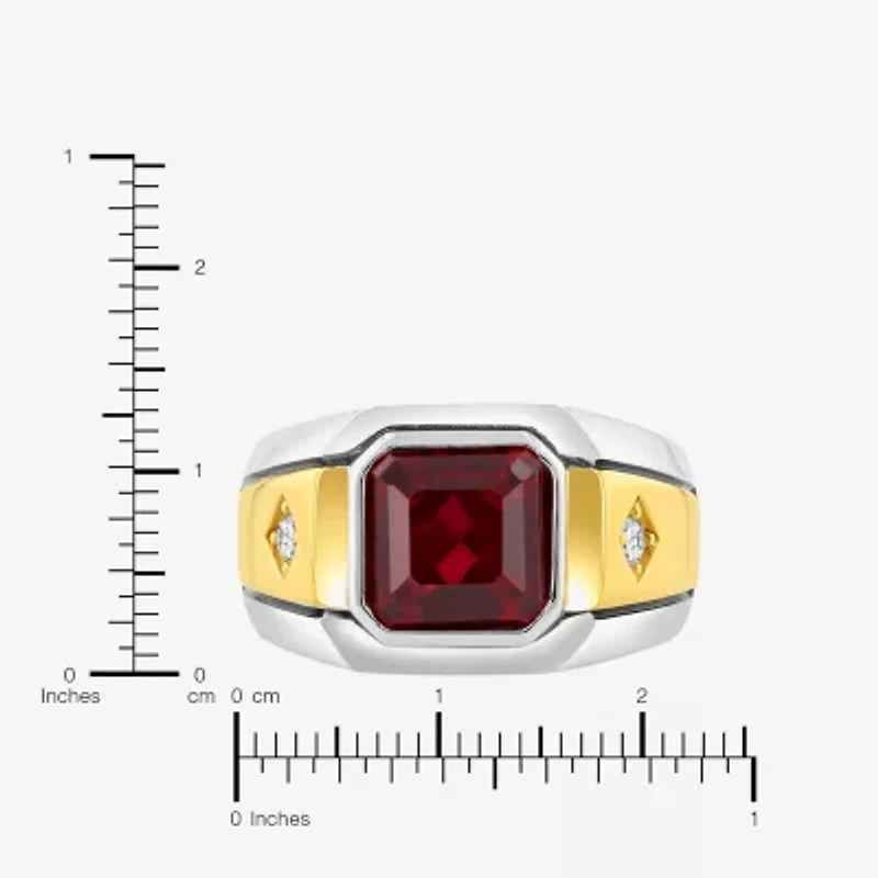Mens Lab-Created Gemstone & White Sapphire Ring