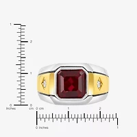 Mens Lab-Created Gemstone & White Sapphire Ring
