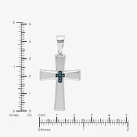 Mens Diamond-Accent Stainless Steel Cross Pendant Necklace