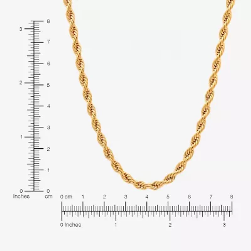 Men's Yellow Stainless Steel Solid Rope Chain Necklace