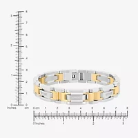 Stainless Steel 1/7 CT. T.W. Natural White Diamond 8 1/2 Inch Solid Link Chain Bracelet