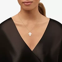 Silpada Womens White Cubic Zirconia Sterling Silver Cross 18 Inch Pendant Necklace
