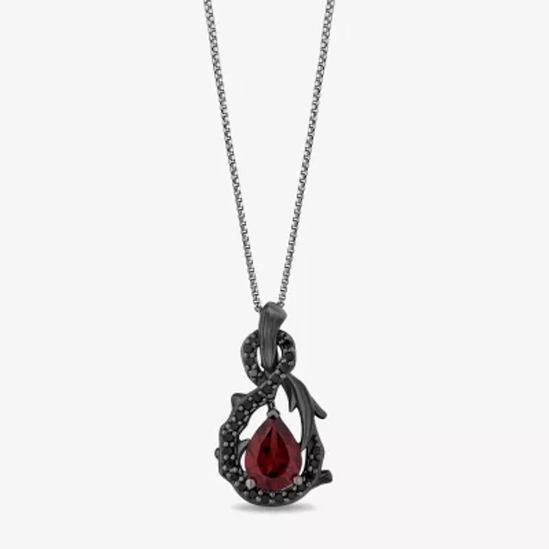 Enchanted Disney Fine Jewelry Womens 1/5 CT. Genuine Red Garnet Sterling Silver Pear 18 Inch Pendant Necklace