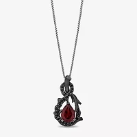 Enchanted Disney Fine Jewelry Womens 1/5 CT. Genuine Red Garnet Sterling Silver Pear 18 Inch Pendant Necklace