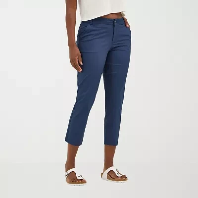 Lee Wrinkle Free Womens Stretch Fabric Straight Mid Rise Capri Pant