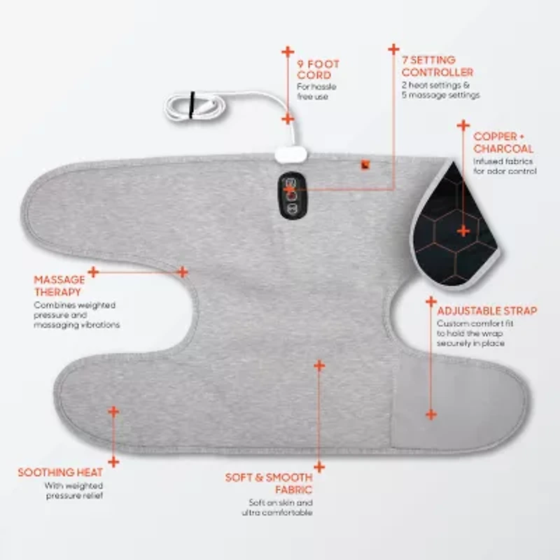 Sharper Image Calming Heat Copper + Charcoal Massaging Knee Compression Wrap