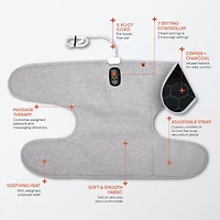 Sharper Image Calming Heat Copper + Charcoal Massaging Knee Compression Wrap