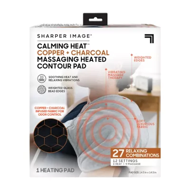 Sharper Image Calming Heat Copper + Charcoal Massaging Contour Compression Wrap