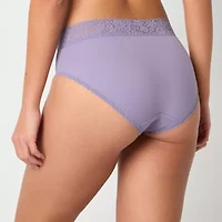 Ambrielle Everyday High Cut With Lace Trim Panty