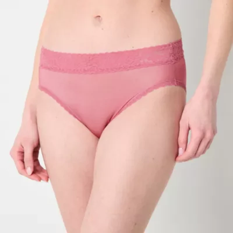 Ambrielle Everyday High Cut With Lace Trim Panty