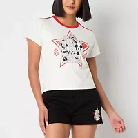 Womens Crew Neck Short Sleeve Regular Fit Mickey and Friends Juniors Graphic T-Shirt