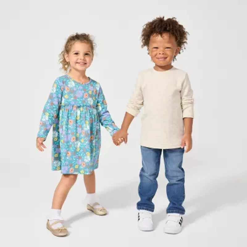 Okie Dokie Textured Knit Toddler & Little Boys Crew Neck Long Sleeve 2-pc. T-Shirt