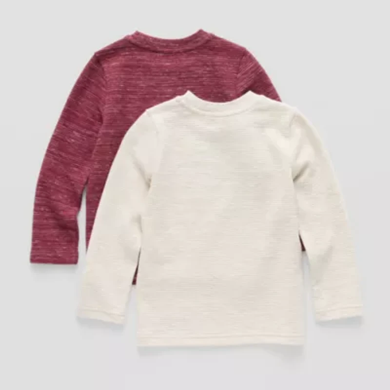 Okie Dokie Textured Knit Toddler & Little Boys Crew Neck Long Sleeve 2-pc. T-Shirt