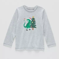 Okie Dokie Toddler & Little Boys Crew Neck Long Sleeve Regular Fit Graphic T-Shirt