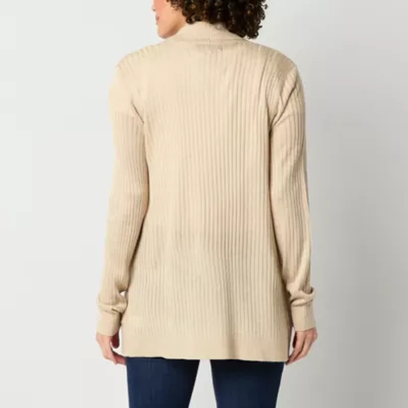 Liz Claiborne Womens Long Sleeve Open Front Cardigan