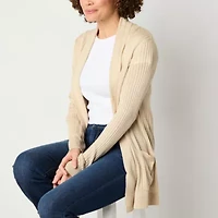 Liz Claiborne Womens Long Sleeve Open Front Cardigan