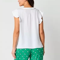 Liz Claiborne Shine Womens V Neck Short Sleeve Blouse