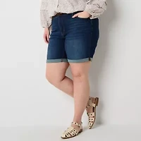 a.n.a Womens High Rise 8" Denim Short-Plus