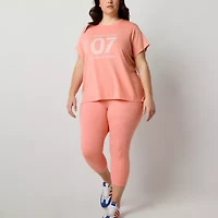 Xersion Womens Crew Neck Short Sleeve Graphic T-Shirt Plus