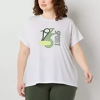 Xersion Womens Crew Neck Short Sleeve Graphic T-Shirt Plus