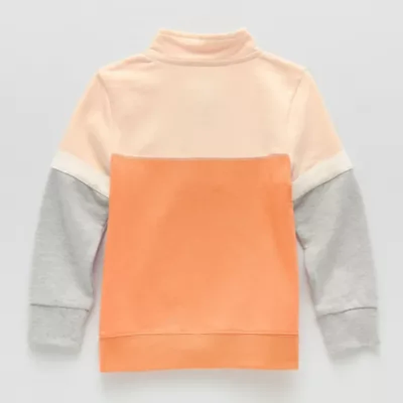 Okie Dokie Toddler & Little Boys High Neck Long Sleeve French Terry Casual Quarter-Zip Pullover