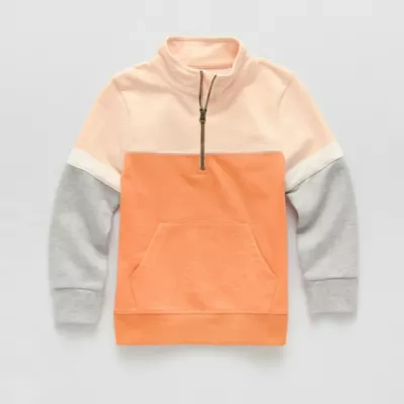 Okie Dokie Toddler & Little Boys High Neck Long Sleeve French Terry Casual Quarter-Zip Pullover