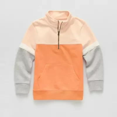 Okie Dokie Toddler & Little Boys High Neck Long Sleeve French Terry Casual Quarter-Zip Pullover