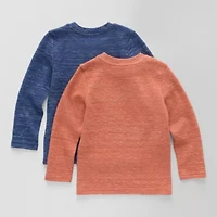 Okie Dokie Textured Knit Toddler & Little Boys Crew Neck Long Sleeve 2-pc. T-Shirt