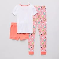 Little & Big Kid Girls Squishmallows Round Neck Short Sleeve 3-pc. Pajama Sets