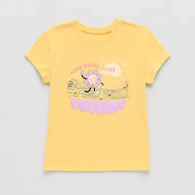 Thereabouts Little & Big Kid Girls Round Neck Short Sleeve Regular Fit Graphic T-Shirt