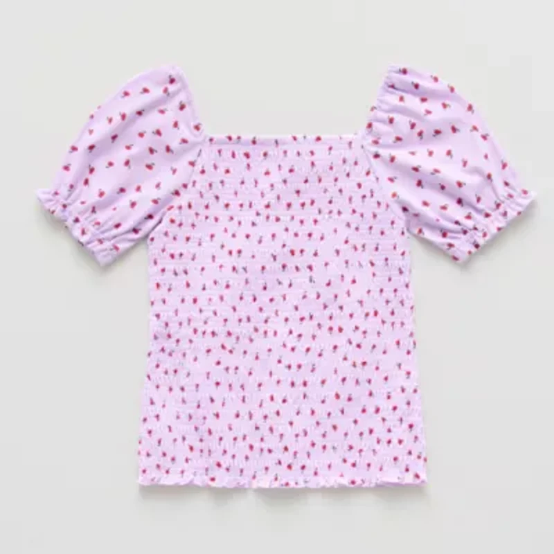 Thereabouts Little & Big Kid Girls Square Neck Short Sleeve T-Shirt