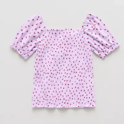 Thereabouts Little & Big Kid Girls Square Neck Short Sleeve T-Shirt