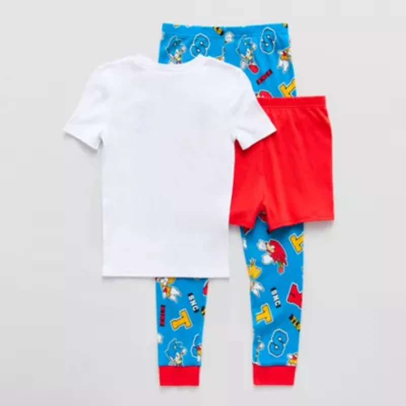 Little & Big Kid Boys Sonic the Hedgehog Round Neck Short Sleeve 3-pc. Pajama Sets