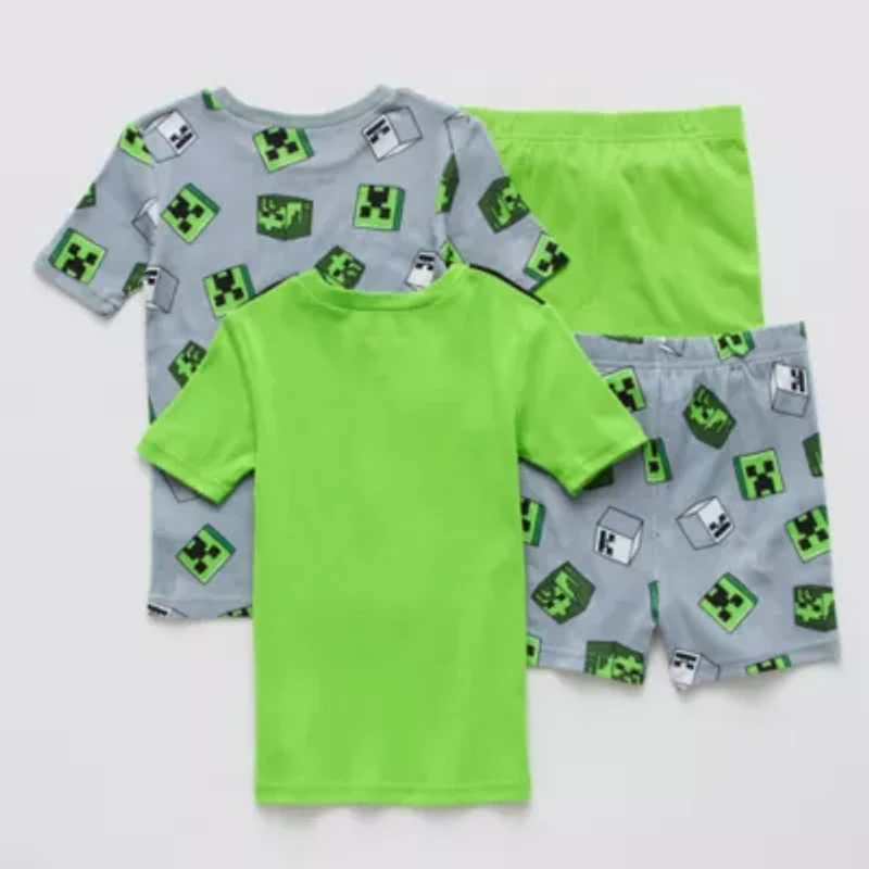 Little & Big Kid Boys Minecraft Crew Neck Short Sleeve 4-pc. Pajama Sets