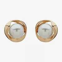Worthington Gold Tone Simulated Pearl 19mm Stud Earrings