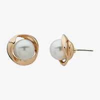 Worthington Gold Tone Simulated Pearl 19mm Stud Earrings
