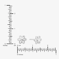 Silver Treasures Cubic Zirconia Sterling Silver 5.8mm Flower Stud Earrings