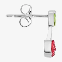 Silver Treasures Cherries Red Crystal Sterling Silver 10.1mm Cherries Stud Earrings