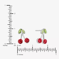 Silver Treasures Cherries Red Crystal Sterling Silver 10.1mm Cherries Stud Earrings