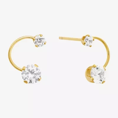 Silver Treasures Cubic Zirconia 14K Gold Over Silver 10.4mm Stud Earrings