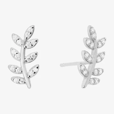 Silver Treasures Cubic Zirconia Sterling Silver 12.1mm Stud Earrings